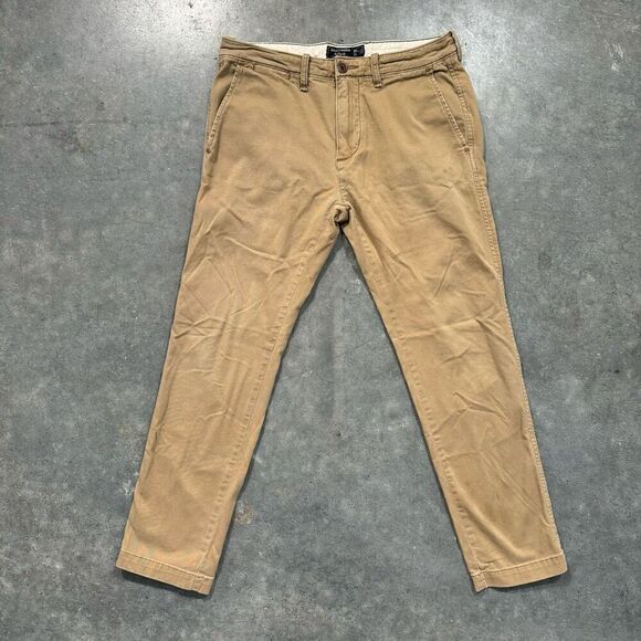 Abercrombie & Fitch Tan Men’s Size 30x27.5 Skinny Chino Cotton Blend Preppy - Picture 2 of 16